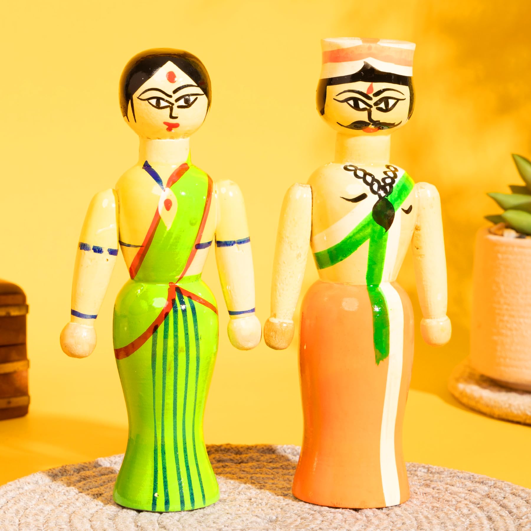 Saras Aajeevika Handcrafted Wooden Farmer Couple Dolls