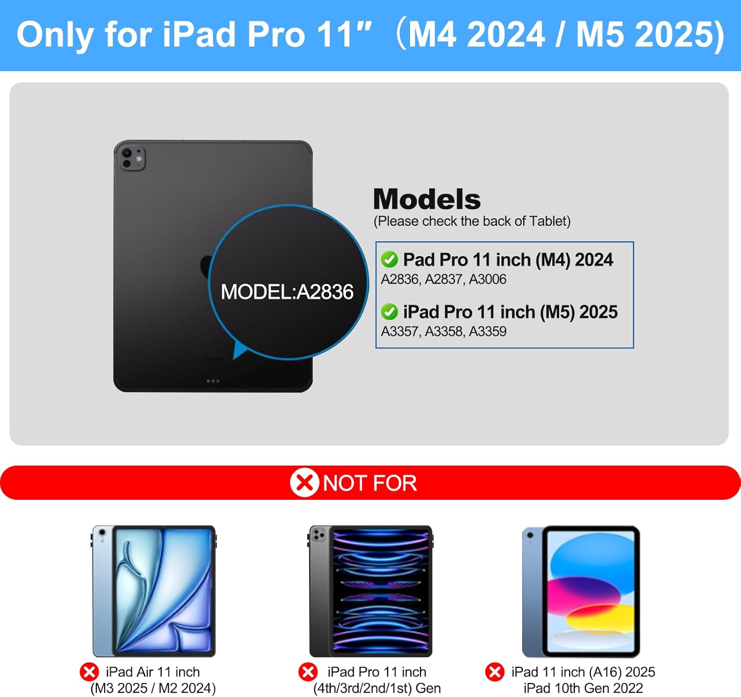 Keyboard Case for iPad Pro 11 Inch (M4 2024 / M5 2025), Ultra-Slim Magic Keyboard with Multi-Touch Trackpad, 7 Colors Backlight, Smart Keyboard for iPad Pro 11 Inch, Black - Image 2