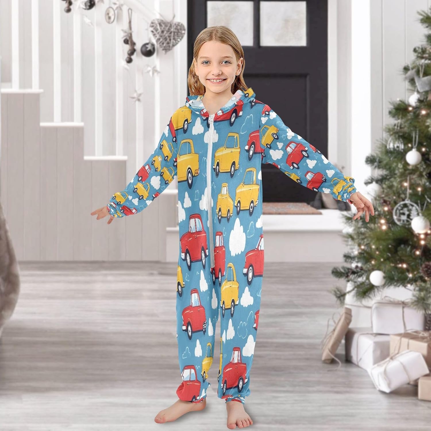 Taxi Pattern Onesie Pajamas Soft and Comfortable for Halloween Cosplay Costume/Homewear/Sleepwear