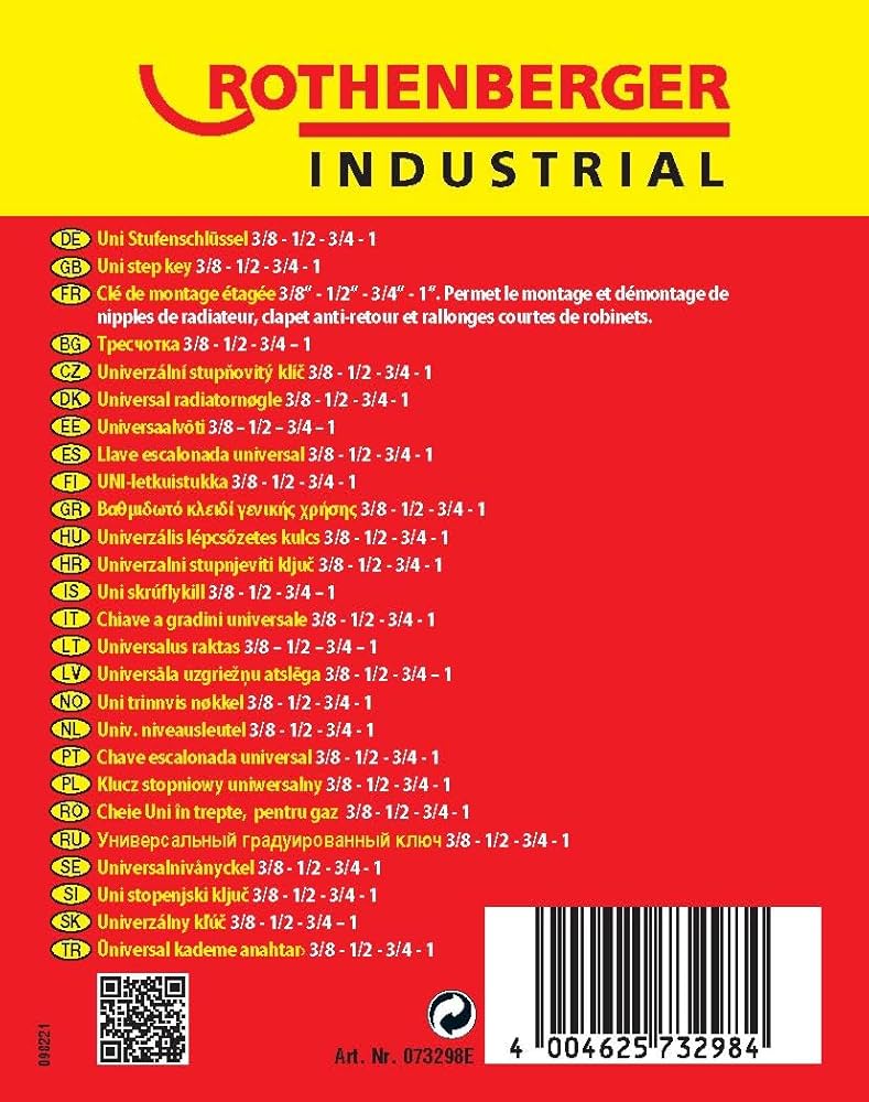 Chiave A Gradini Universale Rothenberger - Ø 3/8, 1/2, 3/4, 1" | Per Valvole Radiatori E Raccordi