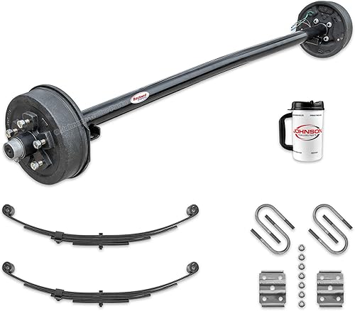 Rockwell American Eje de remolque de frenos eléctricos de 3,500 libras con resortes de doble ojo y pernos en U (cara de cubo de 89 pulgadas, centro