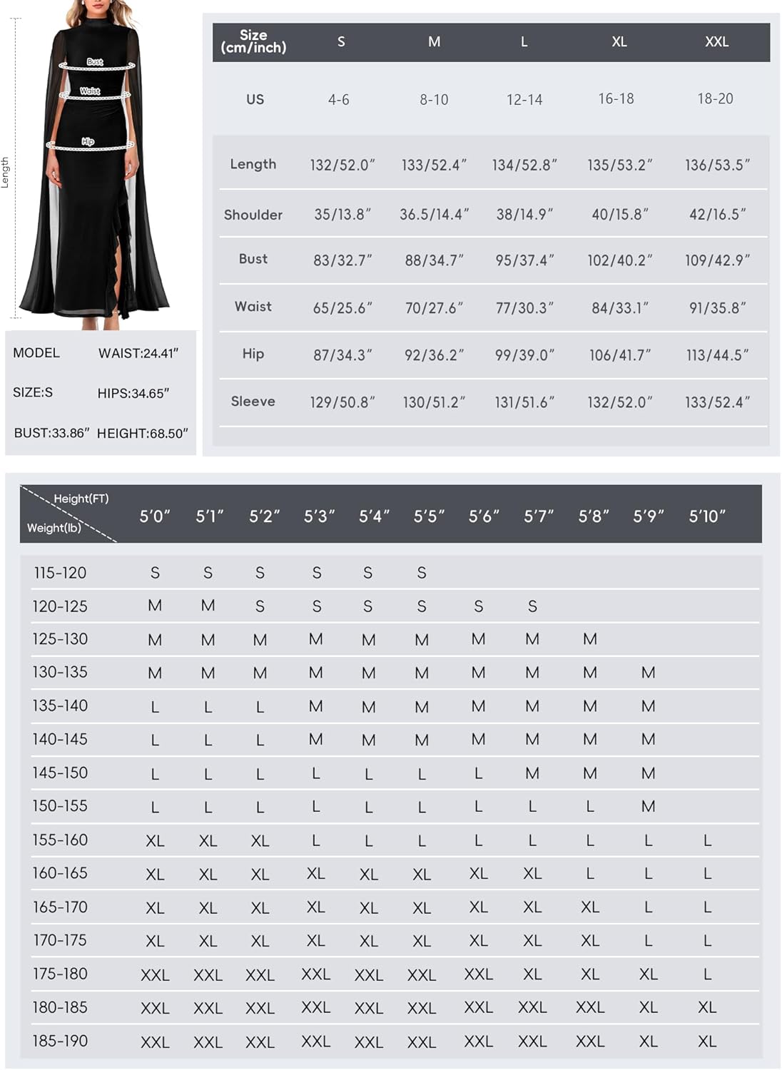 Lrady Women's Wedding Guest Dress Evening Gowns High Neck Formal Cocktail Party Maxi Bodycon Dresses with Cape Sleeve - Image 6