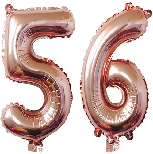 Globos digitales jumbo de 40 pulgadas con número 56 de helio, decoración de cumpleaños 56 para mujeres u hombres, suministros de fiesta de