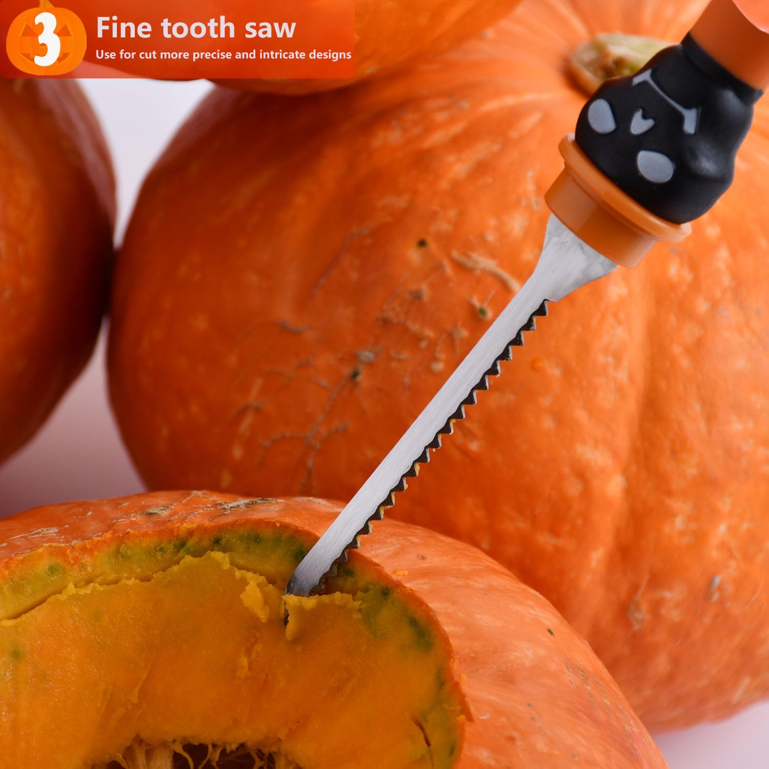 Wholesale Bulk 3-Piece Pumpkin Carving Kit Tools Halloween,Professional Heavy Duty Carving Set, Stainless Steel Tools Carving Knife for Halloween Decoration Jack-O-Lanterns, Gift for Halloween — Amazon image 7