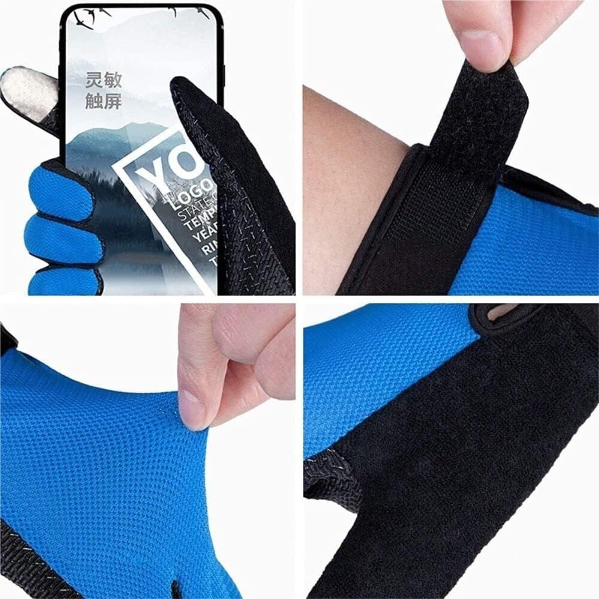 Guantes Deportivos Guantes de Bicicleta con Guantes de Bicicleta de Motocicleta con Pantalla táctil de Dedo Completo Hombre y Mujer