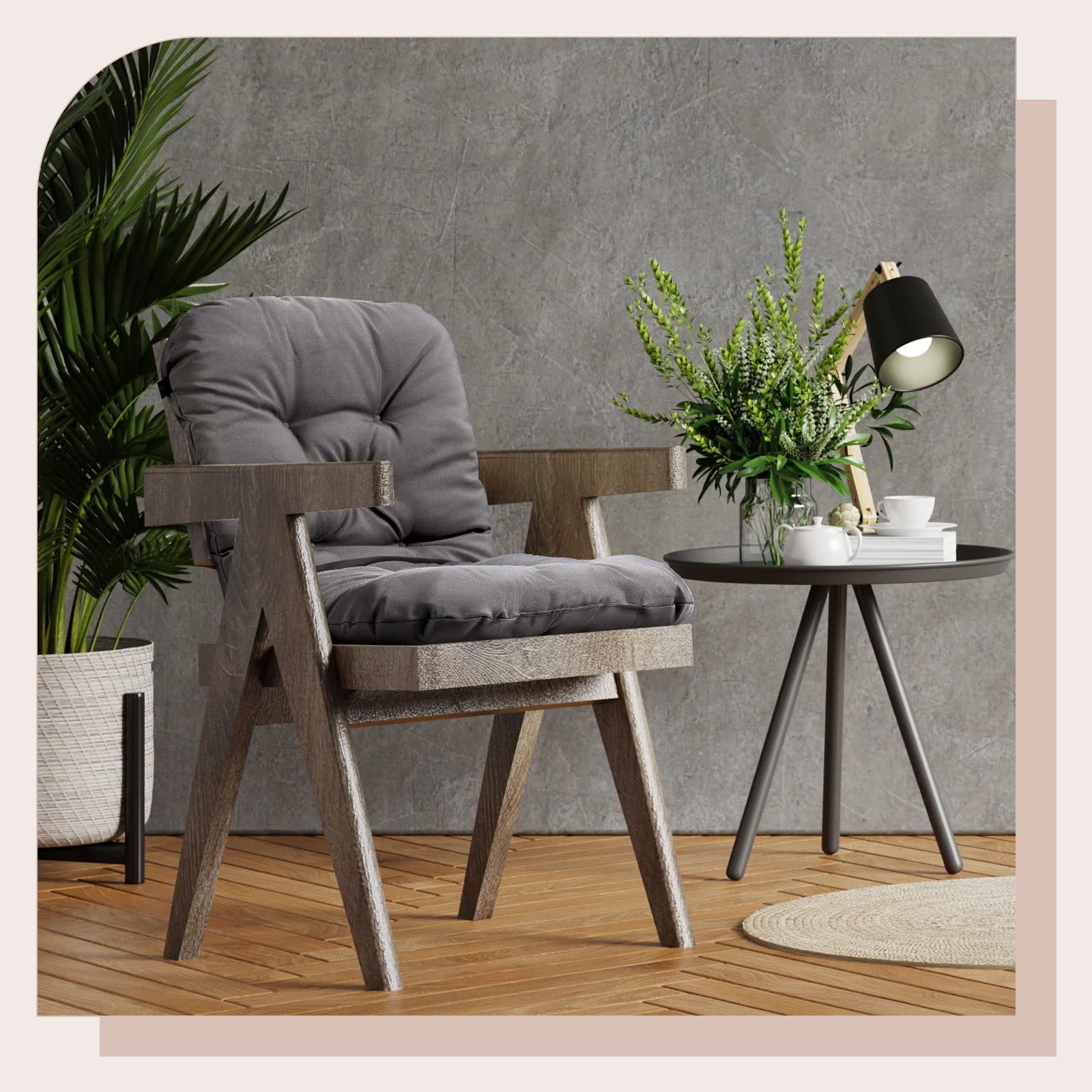 2 Pcs High Back Chair Cushion Outdoor Indoor Tufted Seat/Back Chair Cushion Patio Seating Cushions Waterproof Rocking Chair Pads Weather Resistant Patio Chair Cushions for Outdoor Furniture