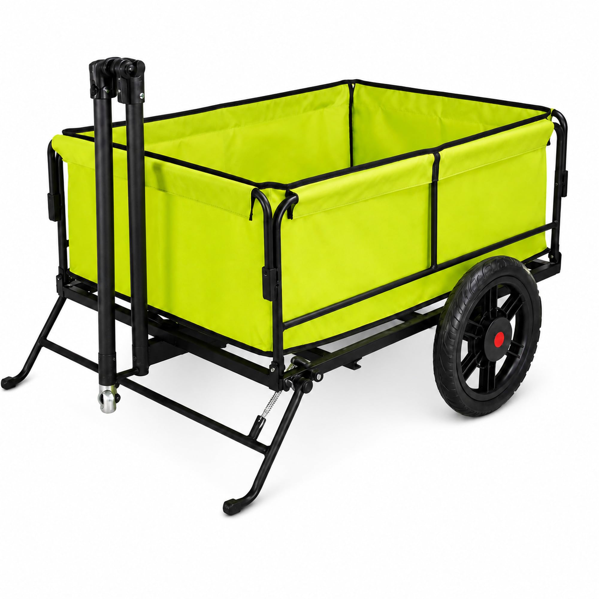 Remolque de carga para bicicleta, remolque de bicicleta de 2 ruedas para remolque de 110 libras, patas de apoyo plegables, carrito utilitario para camping, compras y aventuras al aire libre