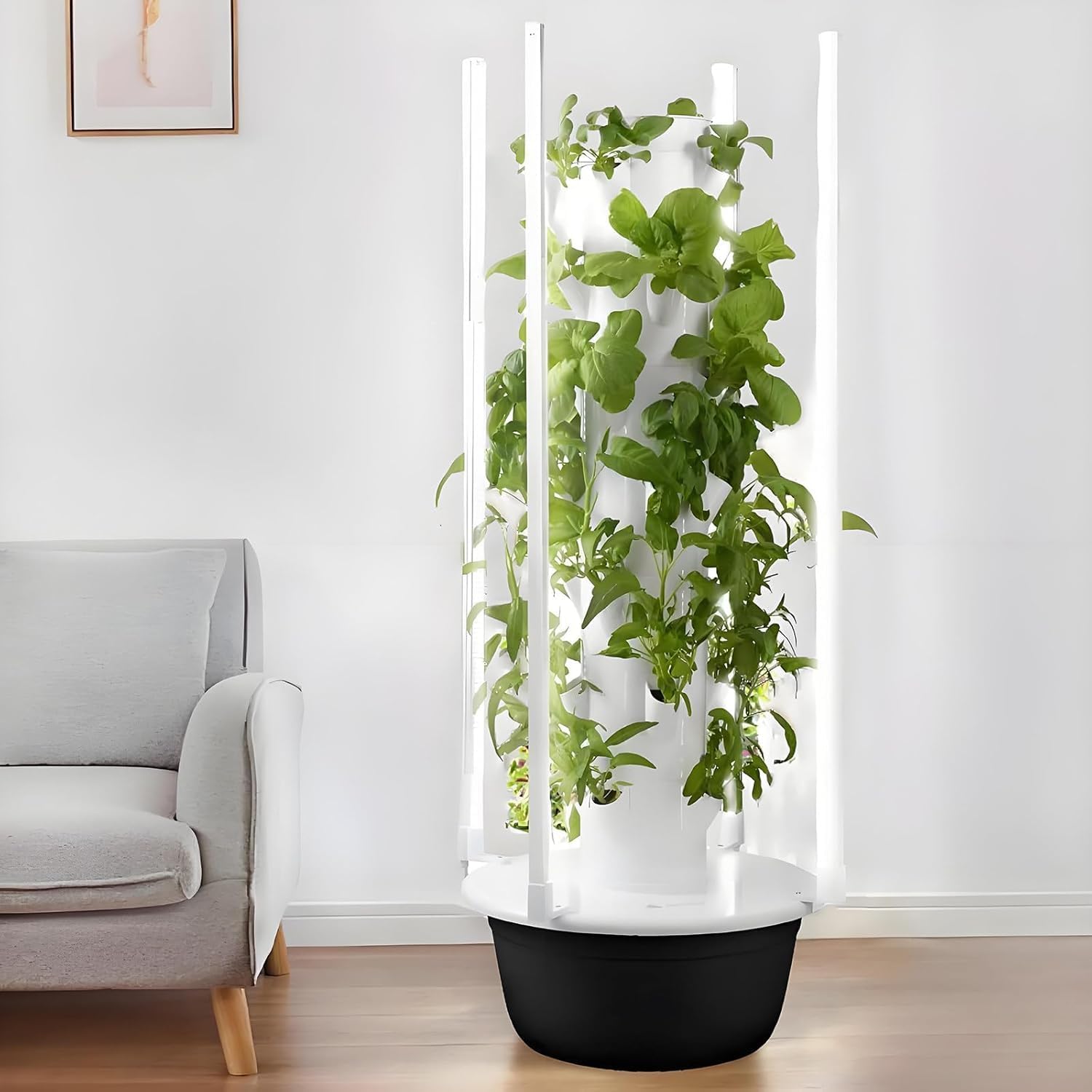 Vertical Hydroponics Growing System Kit - Adjustable Indoor Garden Planter with Grow Lamp, Smart Home Hydroponic Tower for Herbs & Vegetables, Efficient Indoor Gardening Solution