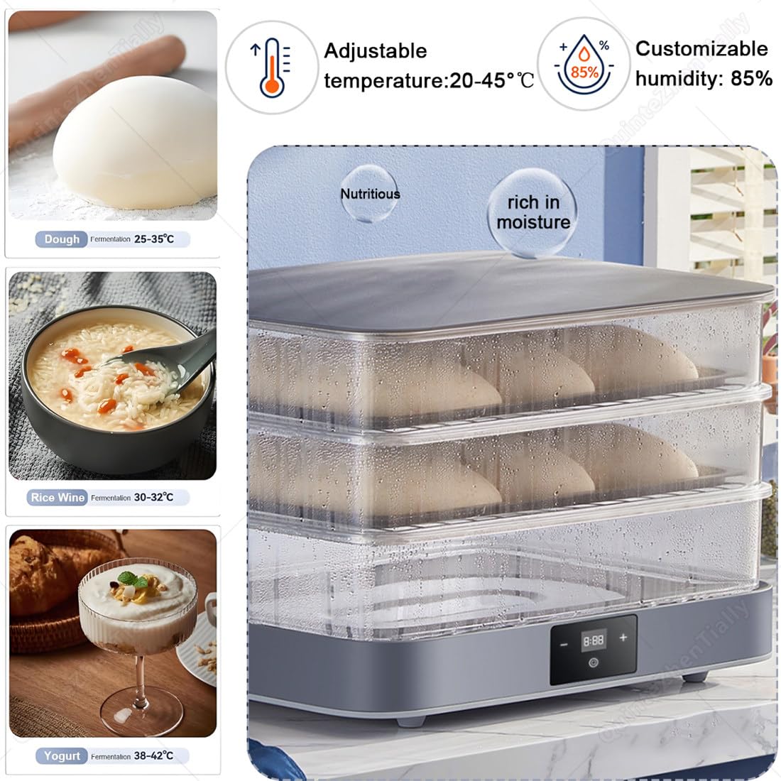 40l Scatola Lievitazione Pane,Fermentatore Digitale Pane Pizza