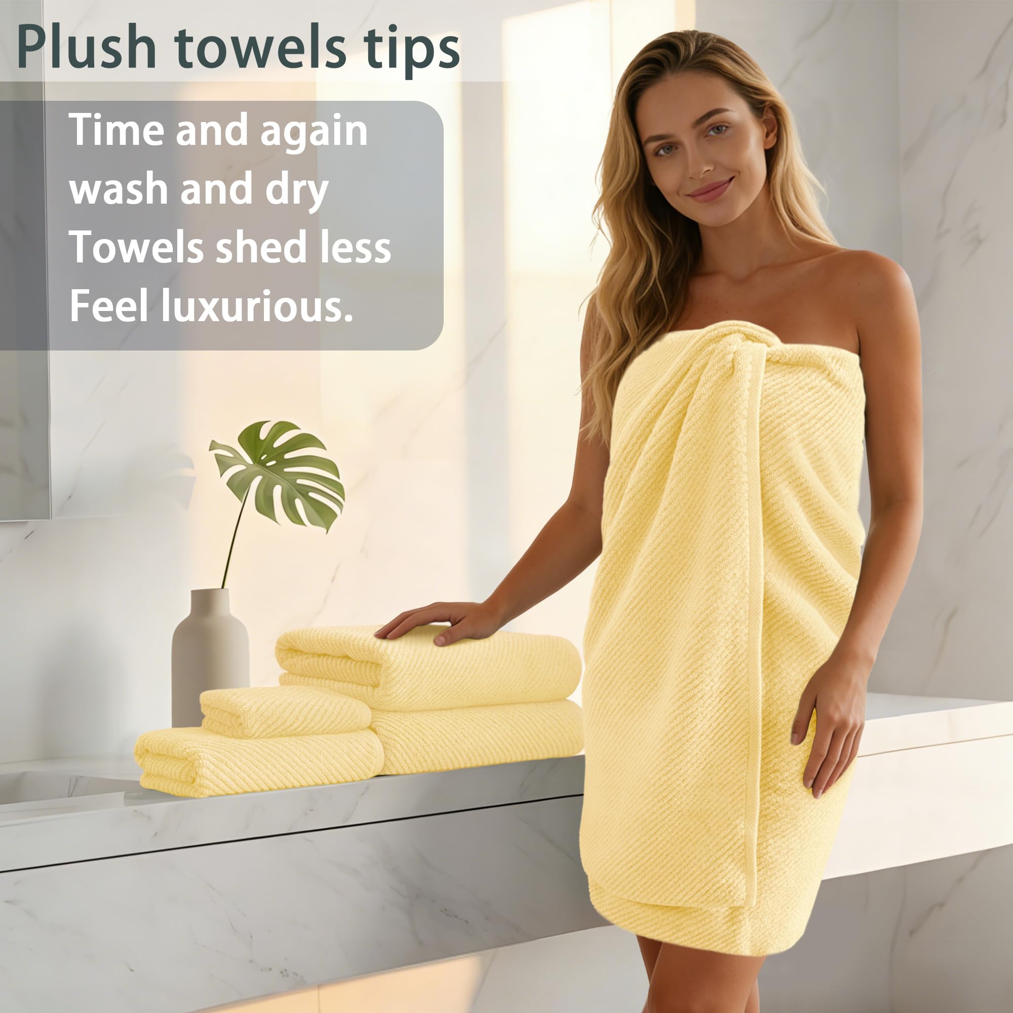 Amazon.com: VOOVA & MOVAS Yellow Bath Towels - 100% Cotton | Quick