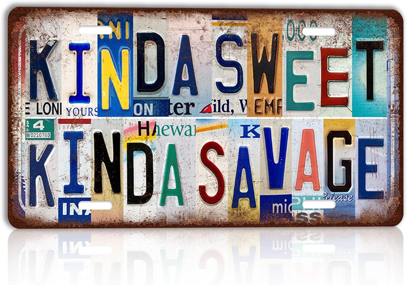 Vintage Kinda Sweet Kinda Savage Wall Decor License Plate Metal Sign Tin Signs,12x6 Inch Aluminum