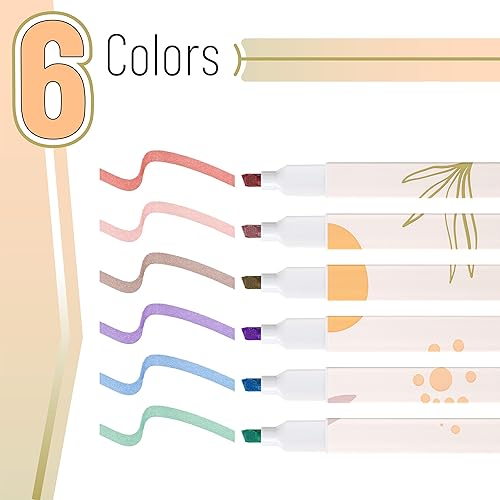 Miniatura 2 de Mr. Pen- Aesthetic Highlighters, 6 pcs, Chisel Tip, Muted Pastel Colors, Boho Theme No Bleed Bible Highlighter Pastel Pastel apagado