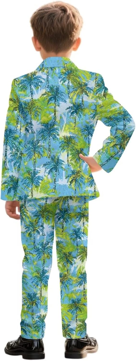 Boys Formal Suit Set, 2 Piece Tuxedos Kids Slim Fit Blazer Pant Sets Comfy Dress Suit Set Size 5-14 Years