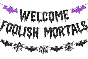 Welcome Foolish Mortals Halloween Banner Decorations Haunted Mansion