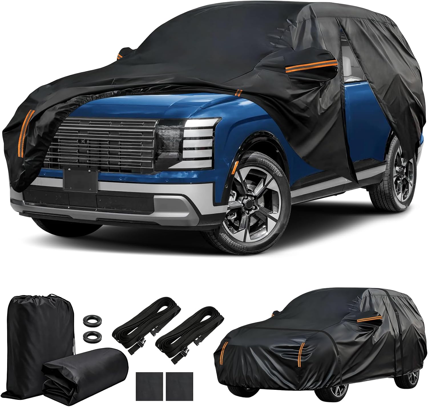 Car Cover for Hyundai Palisade 2020-2026, SUV Cover Waterproof All Weather | Outdoor Winter Snow Hail Protector Windproof with Driver Door Zipper, Fits Up to 206.7 Inch for Automobiles
