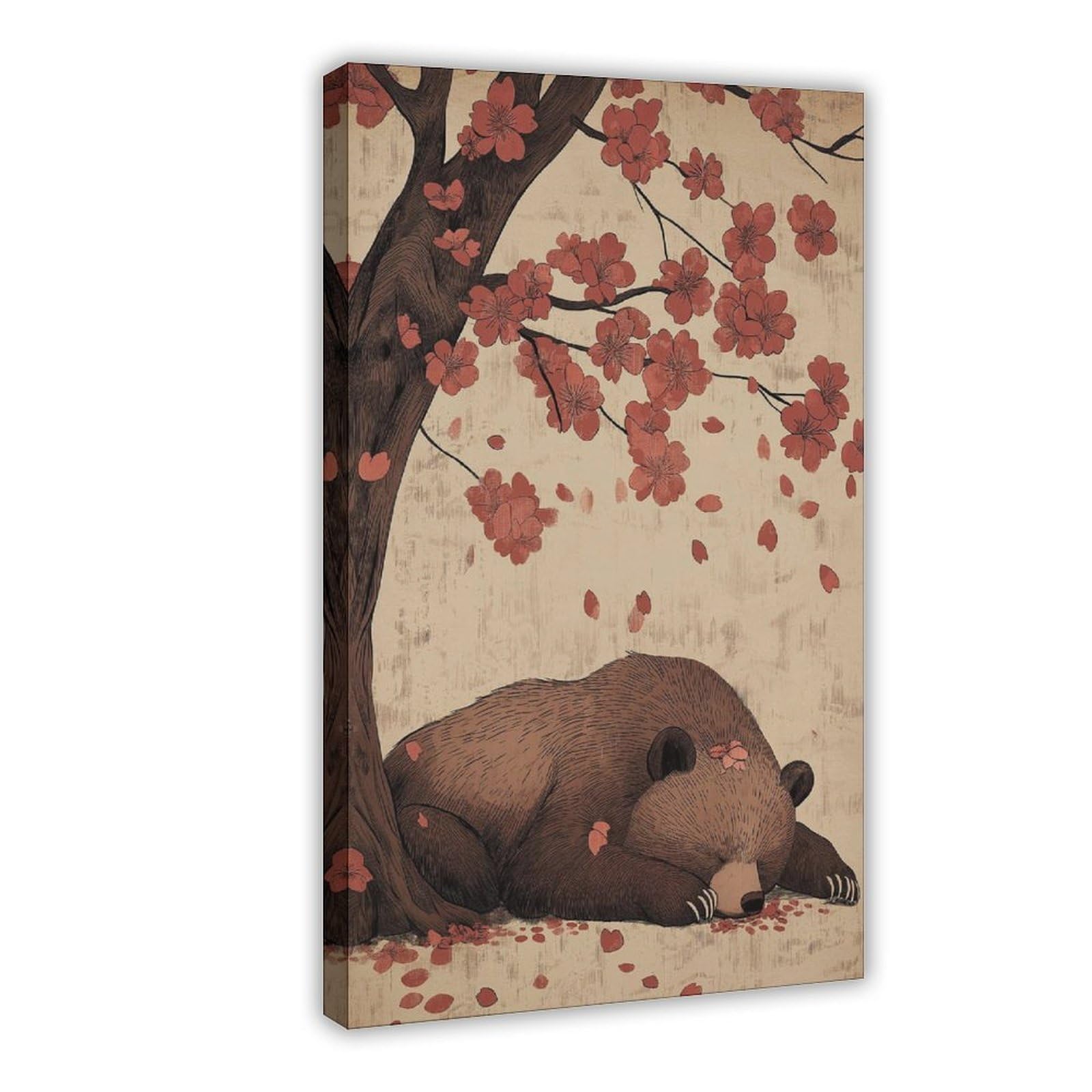 Bareronor Japanese Bear Poster Canvas Poster Bedroom Decor Landscape Office Room Decor Gift 24" L X 36" W