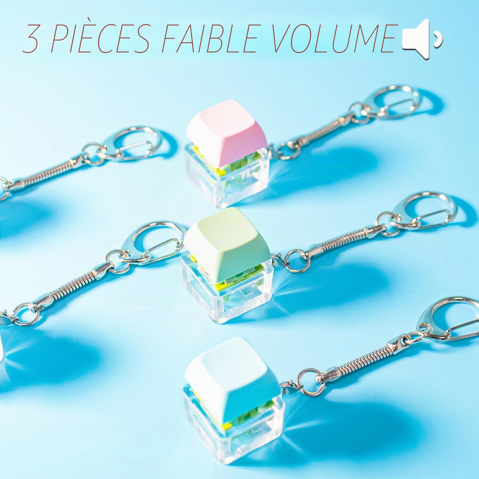 Lot de 6 jouets sensoriels pour clavier, porte-clés silencieux et cliqué, jouets de décompression, clavier mécanique, fidget anti-stress, clic à boutons, jouets sensoriels
