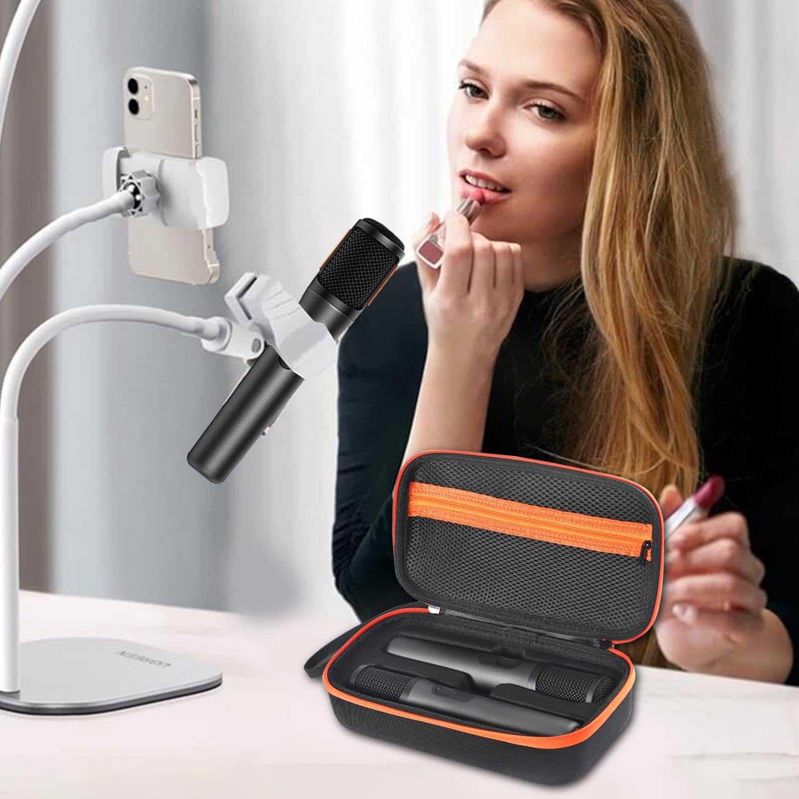 Mallette de rangement pour microphone, étui de rigide pour microphone sans fil J-BL partybo-x et accessoires, boîte de rangement pour microphone DJ, pochettes et poches pour les voyages Boîtier