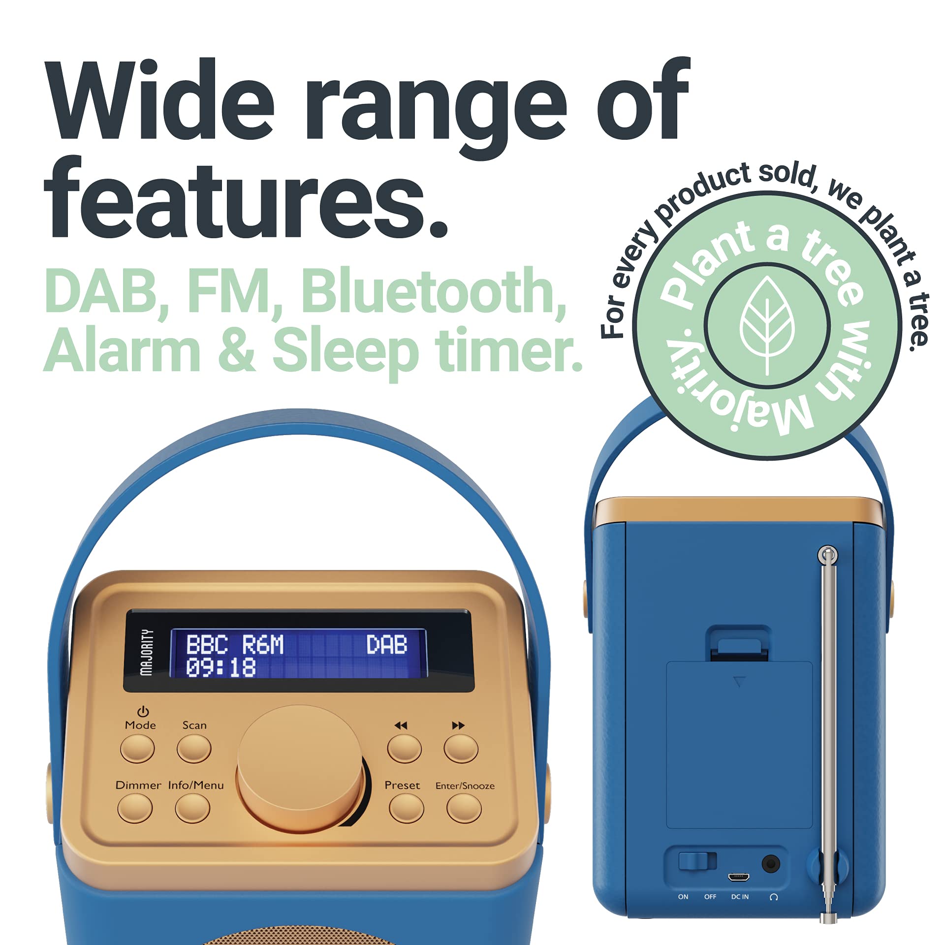 MAJORITY Little Shelford Portable Radio Bluetooth Connectivity FM