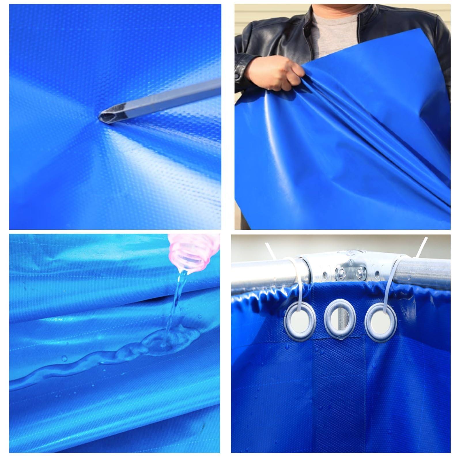 Laghetto per Carpe Koi in PVC - 600x500x100 cm, Vasca di stoccaggio Acqua per Tartarughe e Pesci d'Acqua salata, Serbatoio temporaneo con valvola di Scarico, Telo in Tela da 0,65 mm