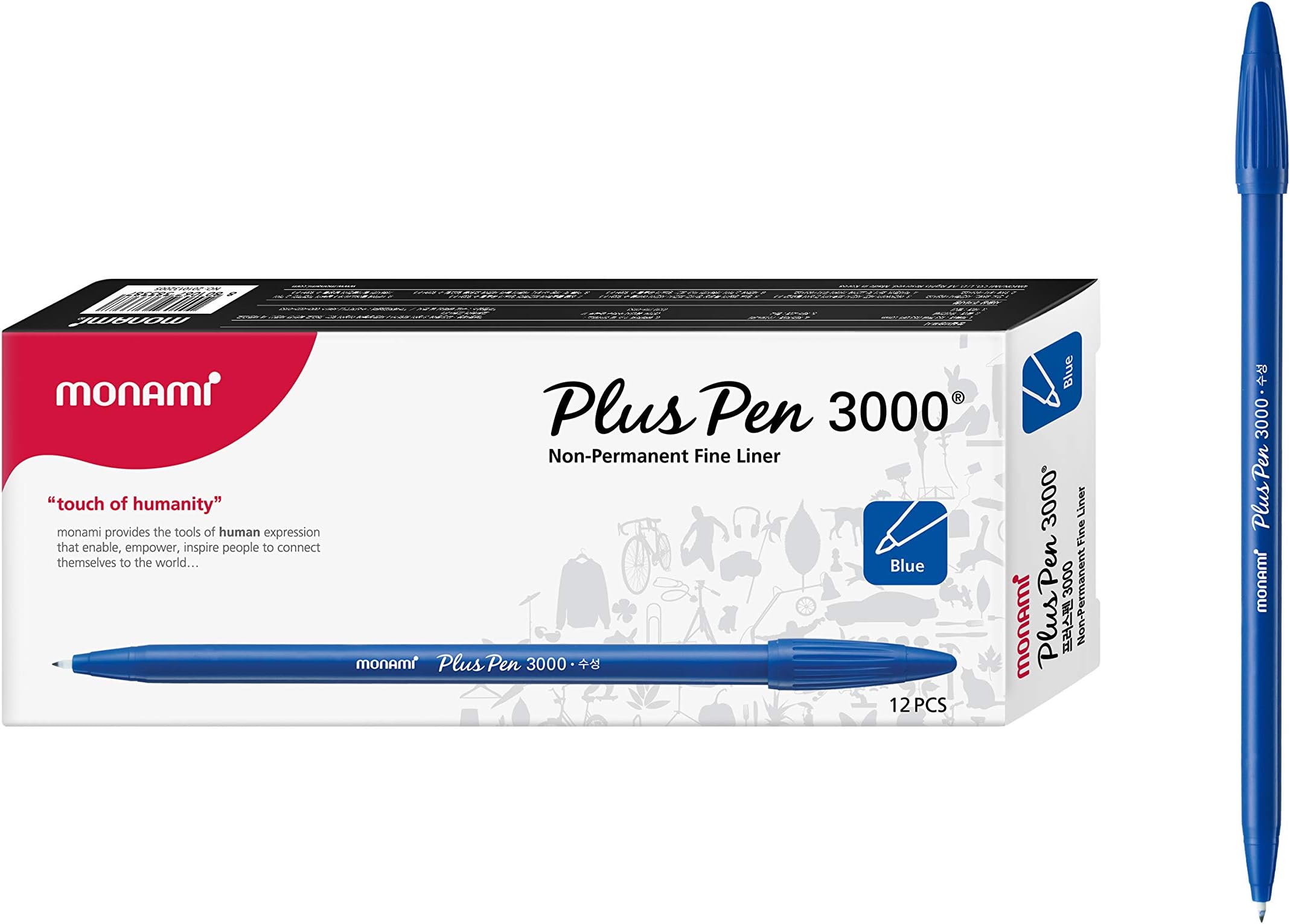 INC Optimus 4 Felt Tip Fine Point Pens 3 Black/3 Blue