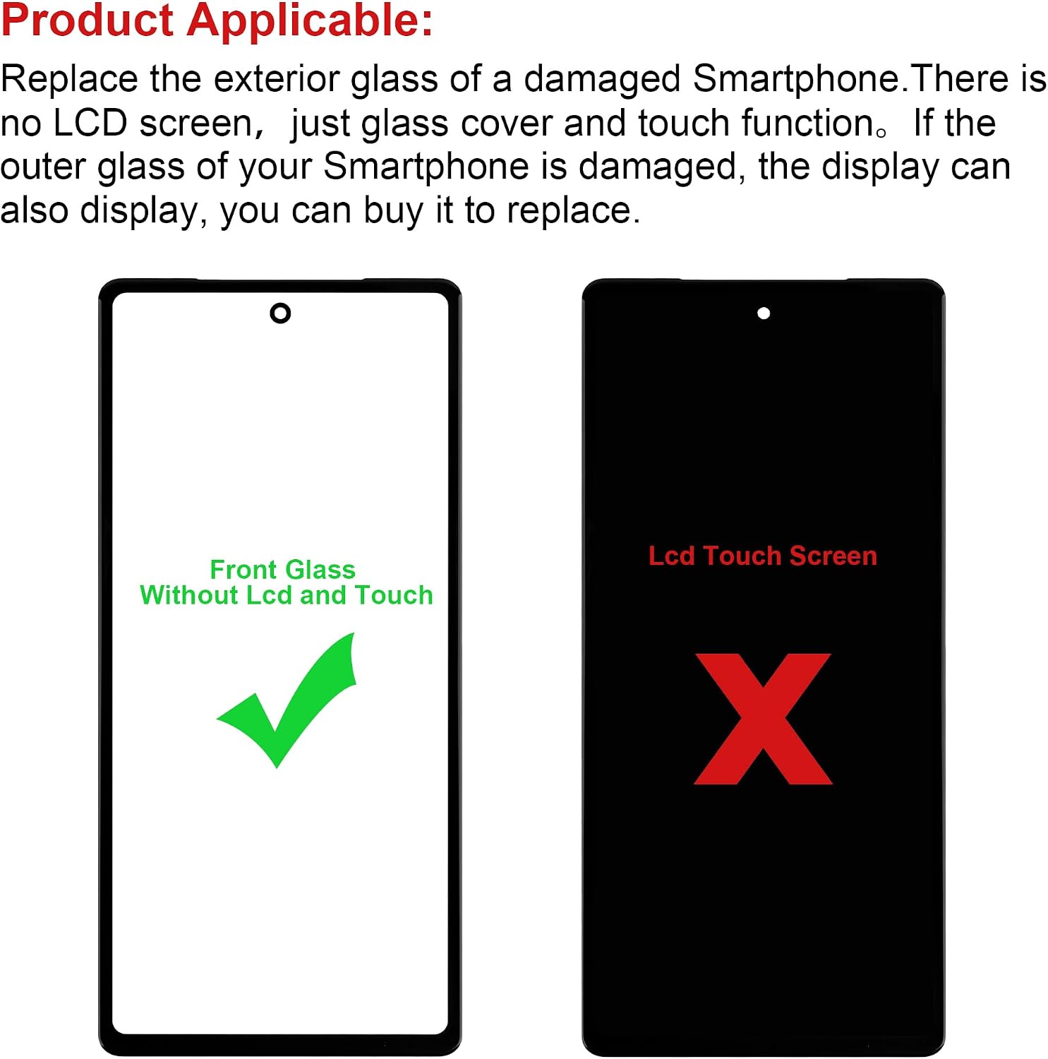Front Screen Glass Outer Panel Lens Replacement +OCA Compatible with Google Pixel 7A 6.1inch(No LCD Screen and Touch Digitizer) with Repair Tools