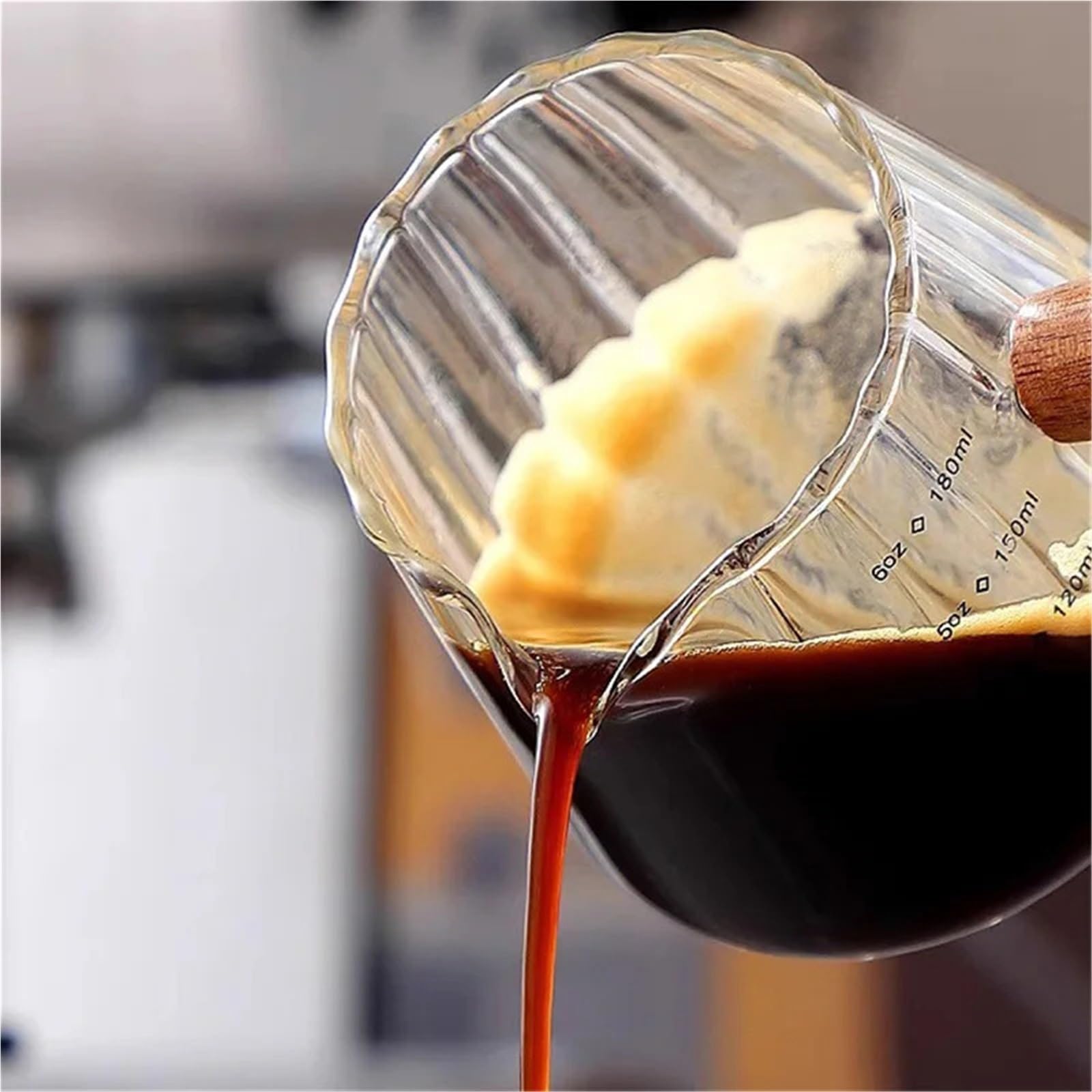 Taza de extracción de café con mango de madera, taza medidora de Espresso, jarra de leche, 180ml, 2 uds. Para café(Clear)