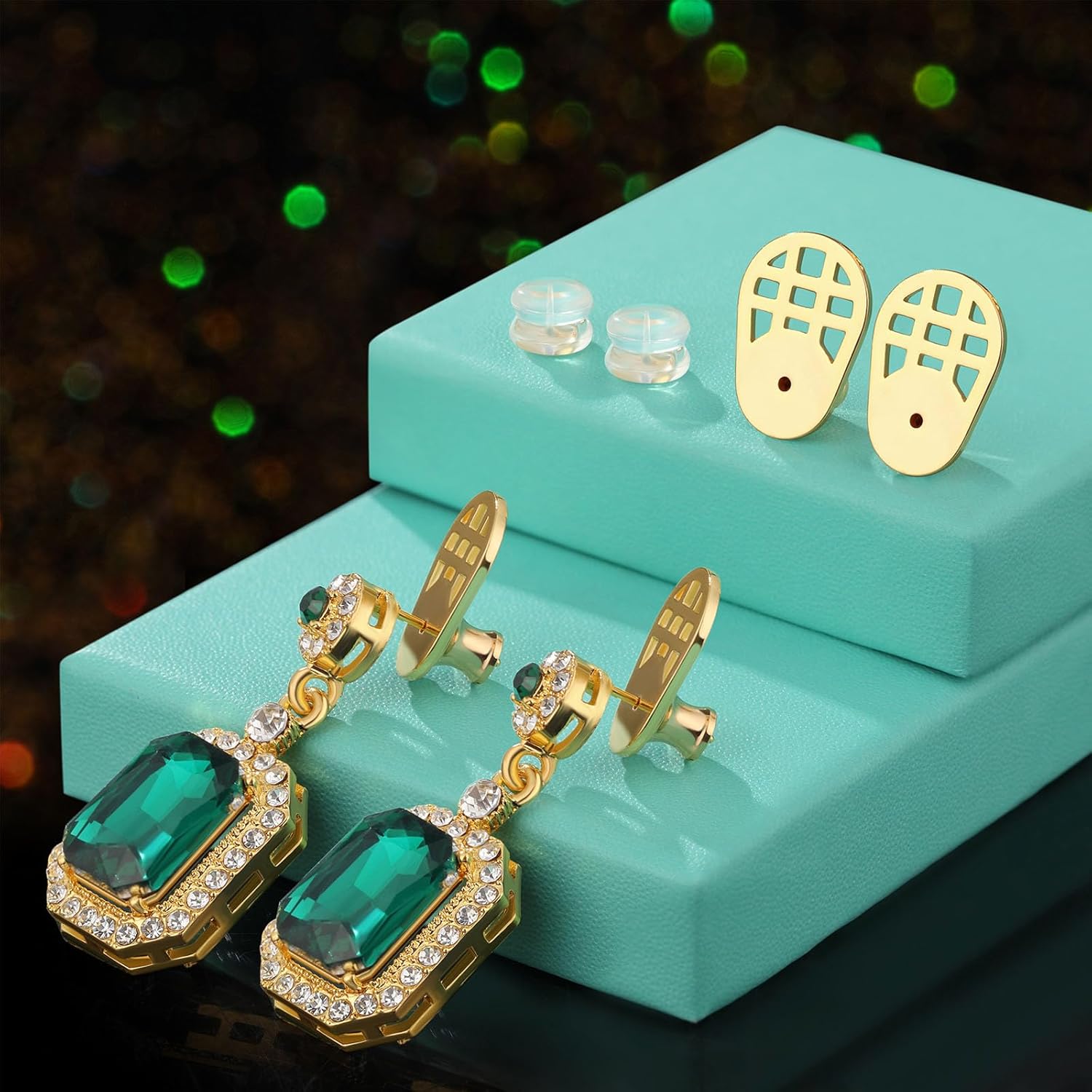 Big Earring Backs Replacements for Droopy Ears, 4 PCS Sturdy Earrings Lifter and 2 PCS Silicone Earring Backs for Studs Heavy Earrings, Gold - Image 8