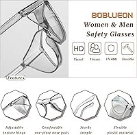 Vista 4 de Gafas de seguridad antivaho transparente con bloqueo de luz azul para protección ocular, gafas de enfermería para mujeres y hombres