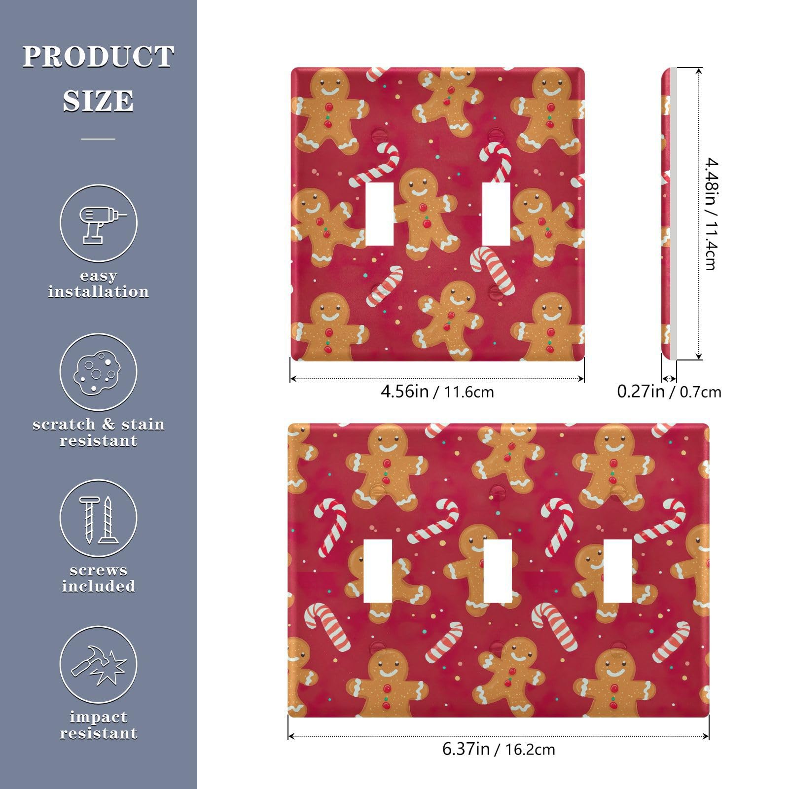 UMIRIKO Christmas Gingerbread Man Light Switch Cover Plate Covers Decorative Double Toggle Home Decor 202b7127