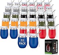 IEOVIEE 32 Pack 12oz Insulated Stainless Steel Wine Tumblers with Lids & Straws - Bulk Powder Coated Travel Mugs for Hot Cold Drinks (Mixed Colors)