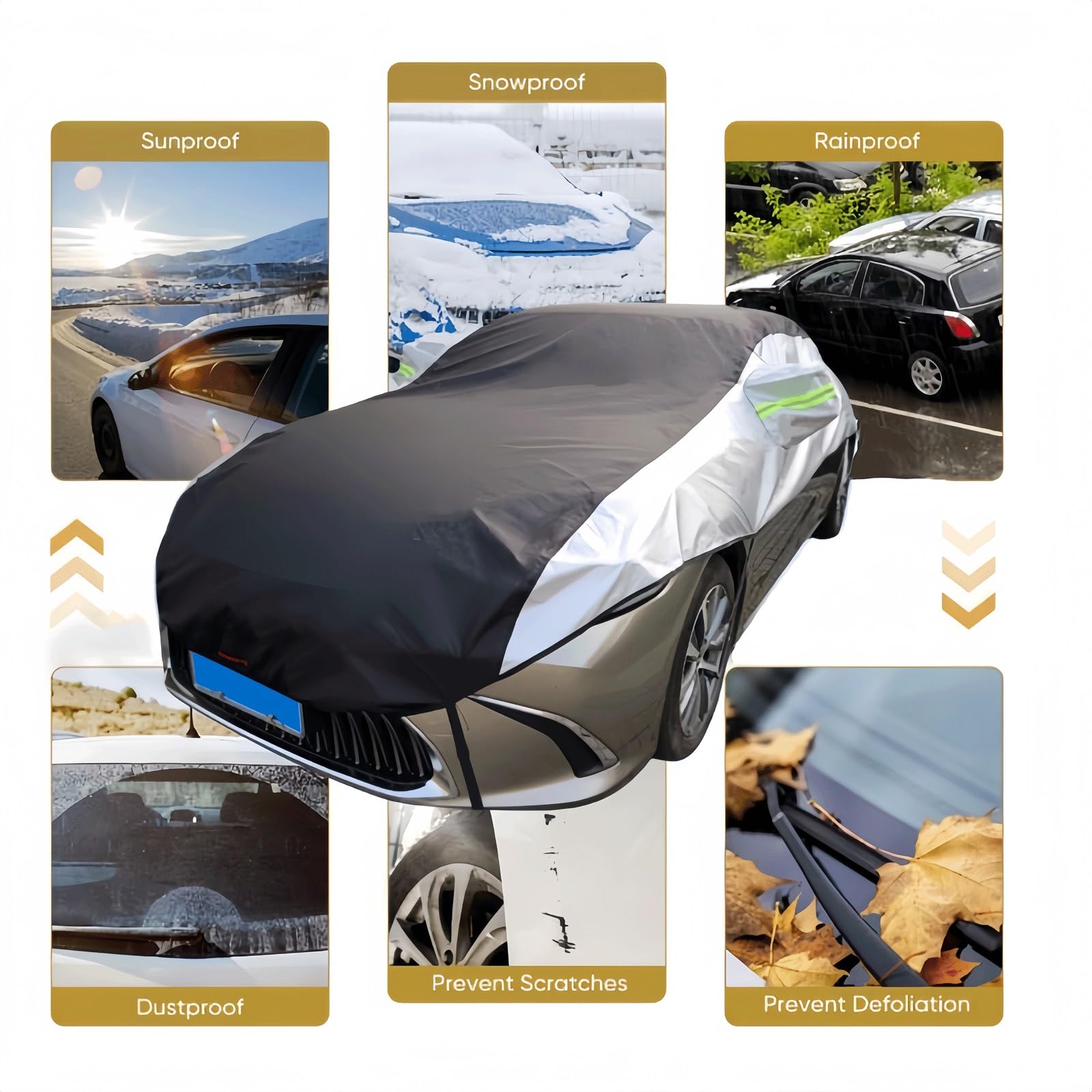 Halbgarage Für Mercedes-Benz GLB (2019-2024), Maßgeschneiderte Sonnenschutz-Außenplane Für Halbfahrzeugkarosserie Mit Ohrenschützern, Windschutzscheibenabdeckung Gegen Staub, Wind Und UV-Frost(Silver)