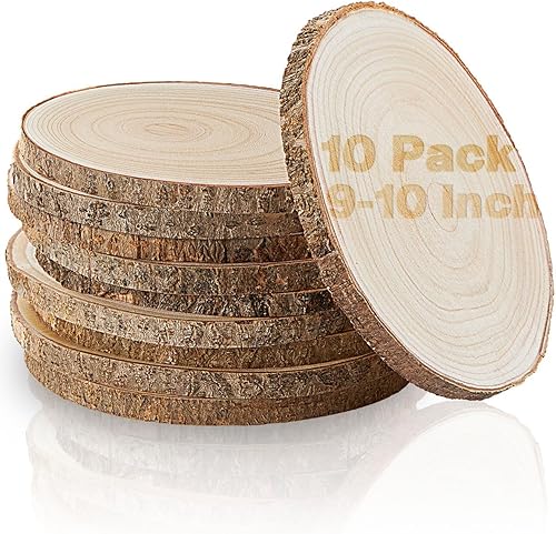 Juego de (10) rebanadas de madera de 9 a 10 pulgadas, centros de mesa de madera para mesas, rebanadas de madera para centros de mesa, rondas de