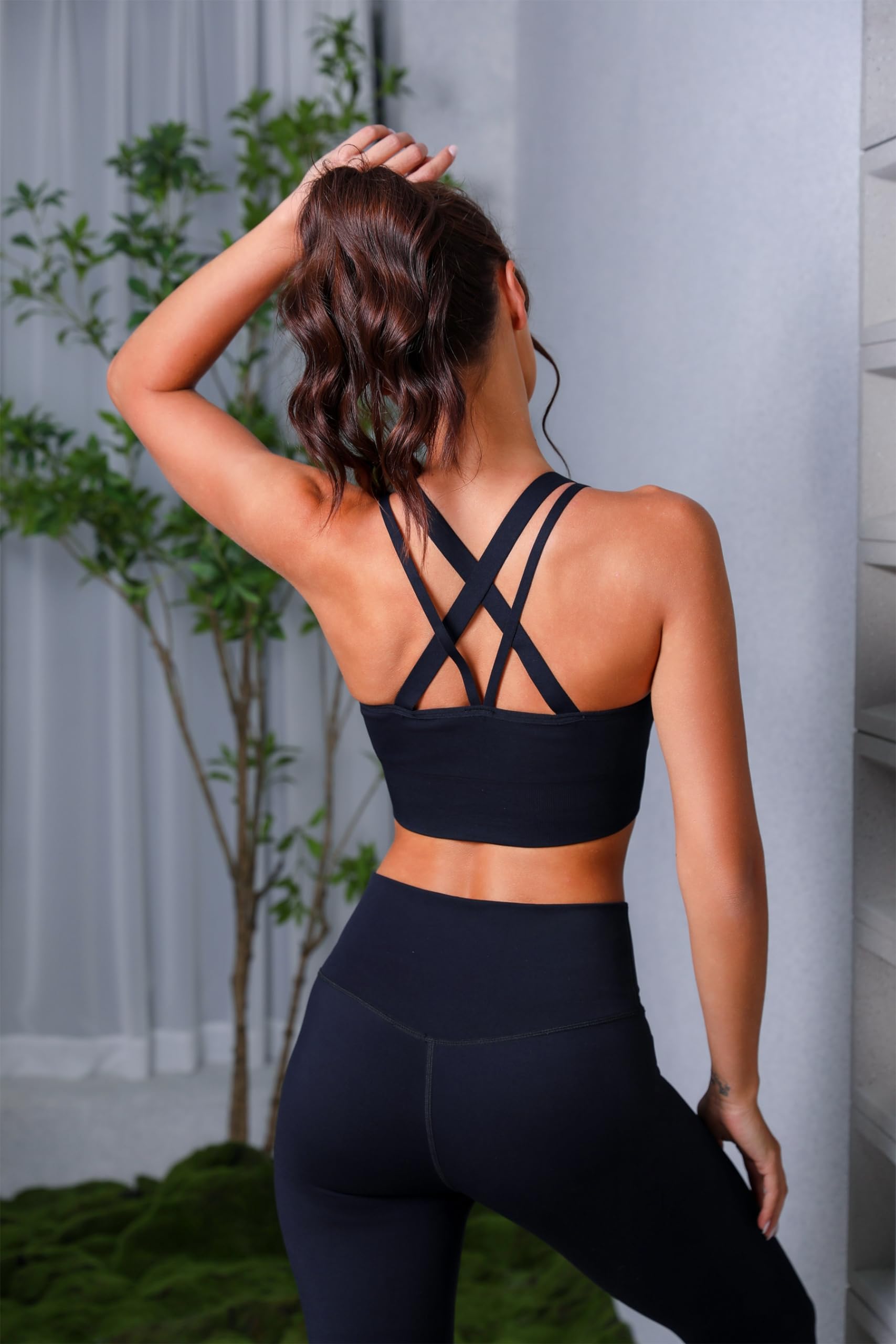 Leversic Reggiseno Sportivo da Donna Reggiseno Yoga Top Fitness Donna Imbottito Senza Ferretto Reggiseni Push Up per Yoga Jogging Gym S-XL