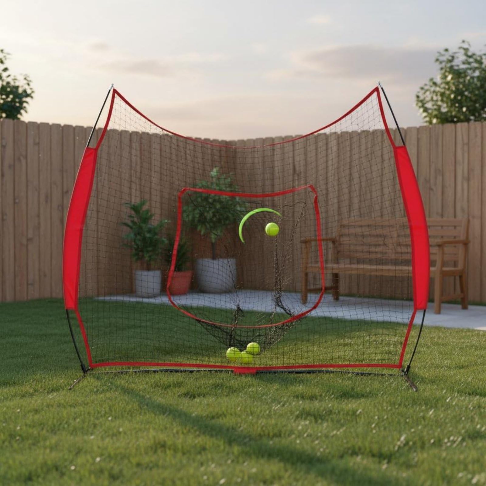 Amagogo Baseball Trainingsnetz Wurfnetz Rückprallnetz Schlagnetz mit Zielbereich zur Fehlerkorrektur Und Konstanten Technikarbeit Schnell Montierbar Und