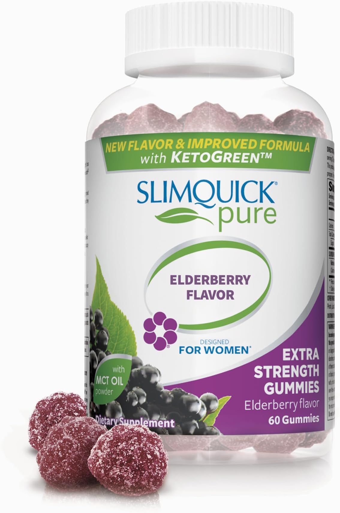 Slimquick Pure Extra Strength Gummies, appetite suppressant, dietary supplement, 60 Count- Lose 3x the weight (Packaging May Vary)