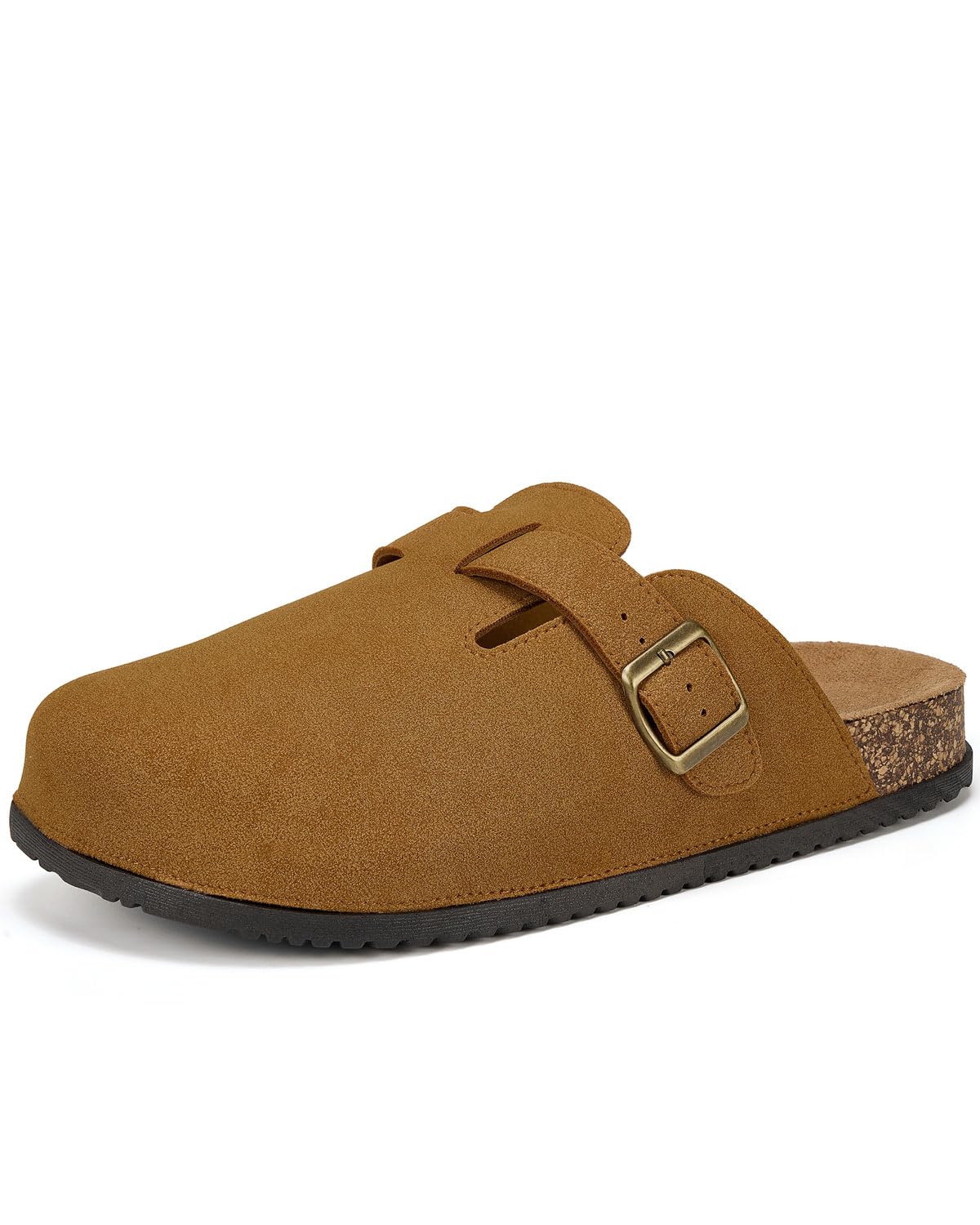 LANGDU Clogs Damen Herren Pantoletten Garten Hausschuhe,Braun,44EU | Wildleder,Verstellbarer Riemen,Bequem,Atmungsaktiv,Modisch,Rutschfest,Indoor & Outdoor