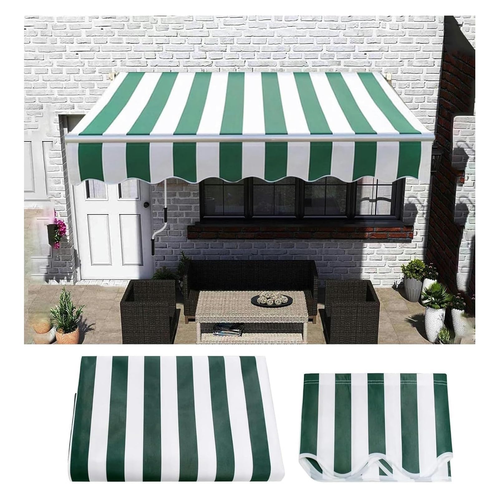 Tissu De Remplacement pour Auvent Rétractable, Tissu De Rechange pour Store Banne pour Patio, D'Auvent Extérieur Toile pour Porte-fenêtre, Toile pour Store Banne Anti-UV