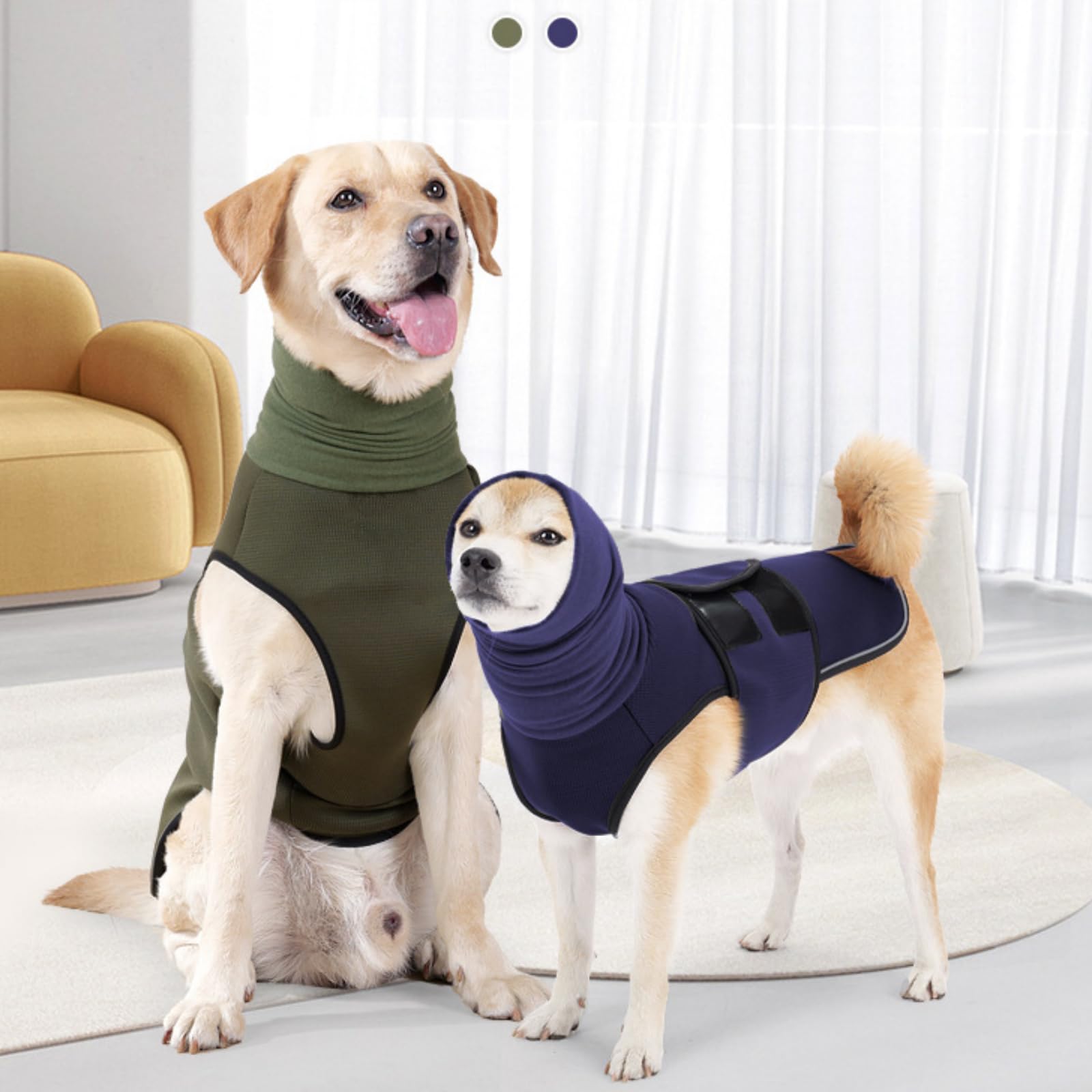 Yanmucy Cappotto calmante per cani con snood per cani 2 in 1, per alleviare l'ansia, regolabile, con cappuccio e paraorecchie per alleviare i nervi del cane, per fuochi d'artificio per ansia