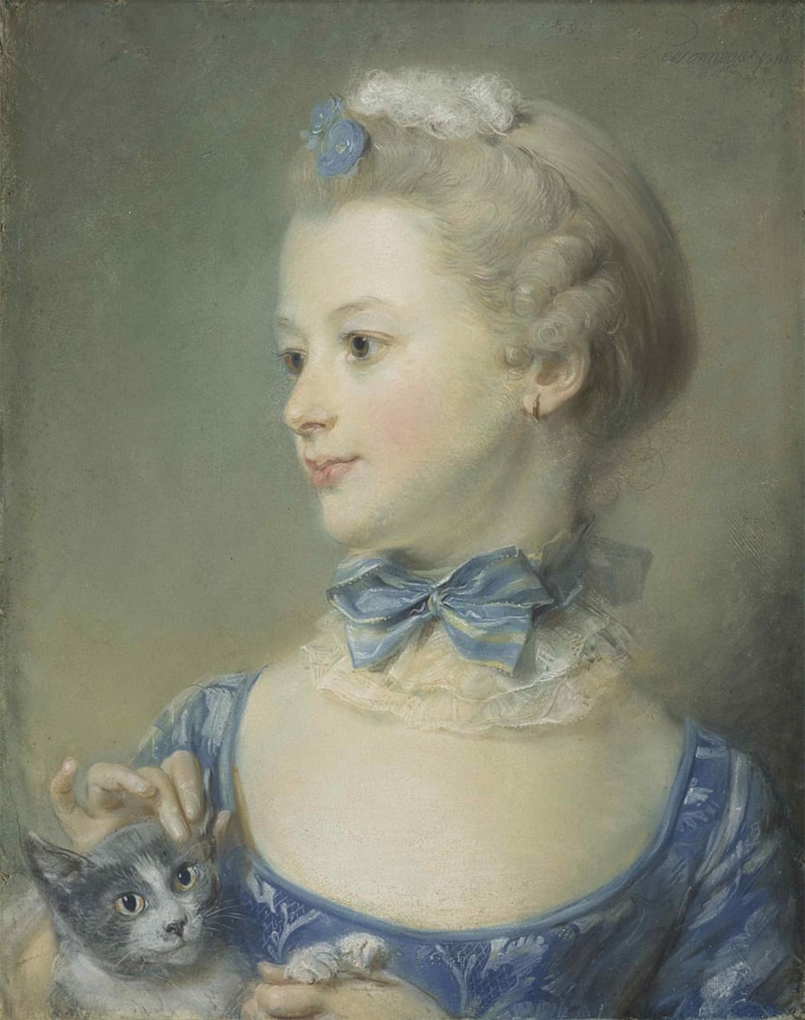 Cuadro la Bambina col gatto Corrige Paredes Vacías en la Decoración del Salón 5