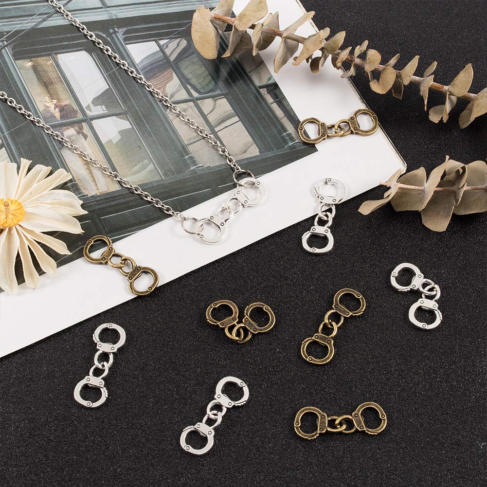PandaHall - 50 dijes de aleación de estilo tibetano para hacer joyas, bronce antiguo y plata antigua, 50 unidades 2