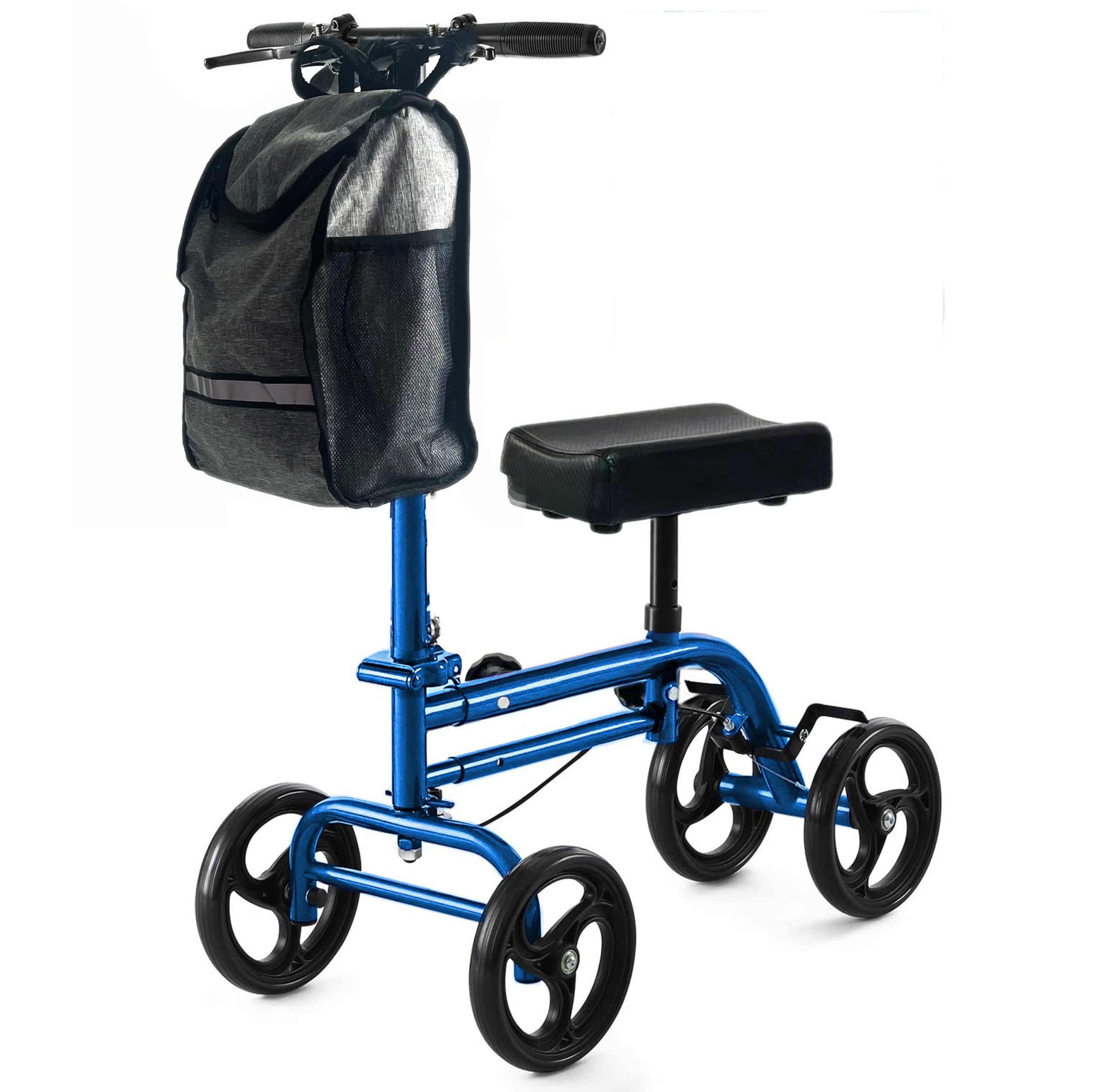 Healconnex Knee Scooter,Steerable Knee Scooters for Adults for Foot Surgery,Collapsible Knee Walker for Leg Foot Injuries with Knee Cushion and Fabric Basket,Better Alternative to Crutches,Blue