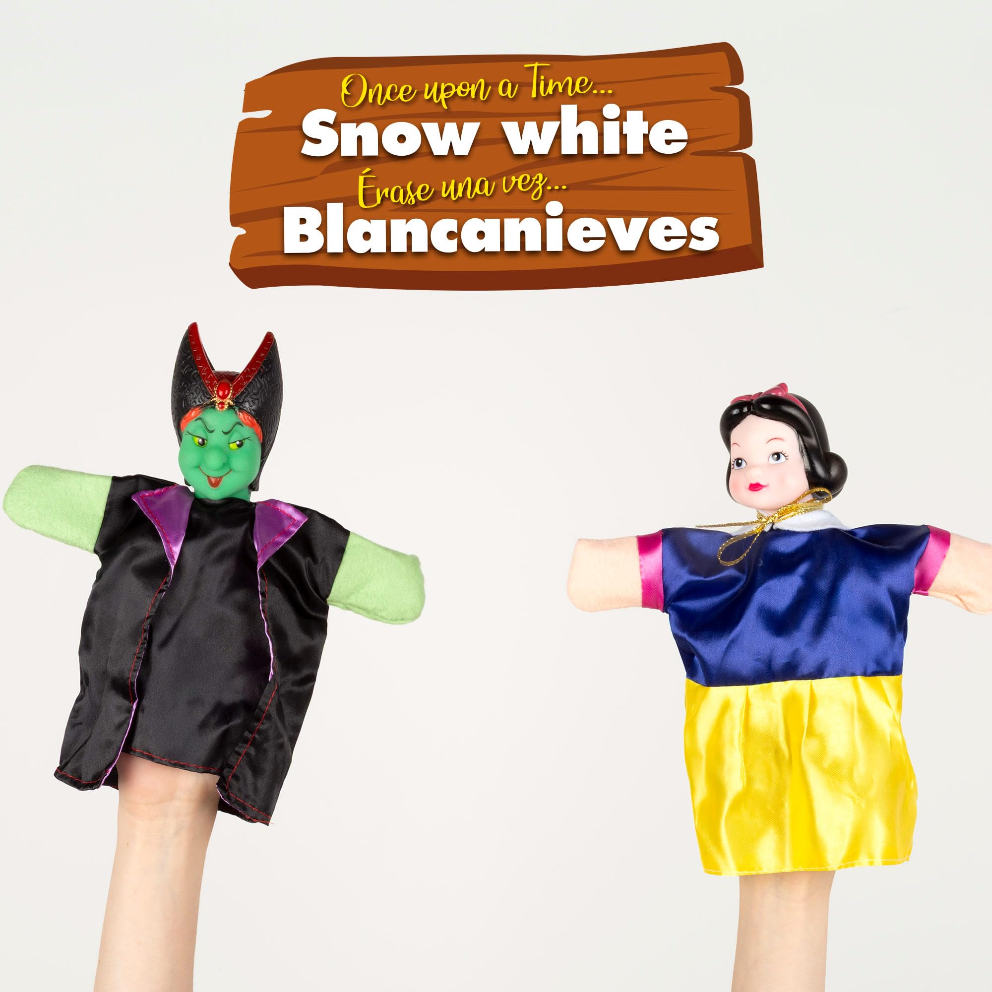 ColorBaby Cucu Show Set Marionetas Blancanieves, 4 títeres Personajes de 25 cm, Materiales Suaves y Seguros, Juguetes Infantil, para Jugar en Grupo o Pasar Tiempo en Familia (39168)