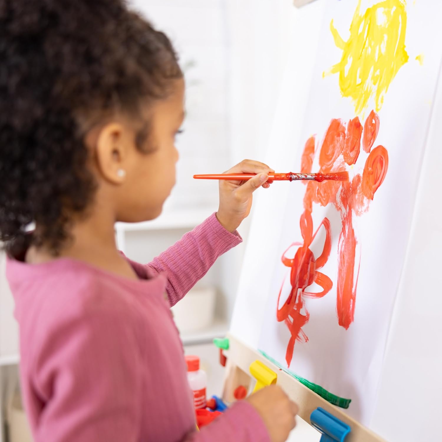 Melissa & Doug Deluxe Standing Art Easel - Dry-Erase Board, Chalkboard, Paper Roller