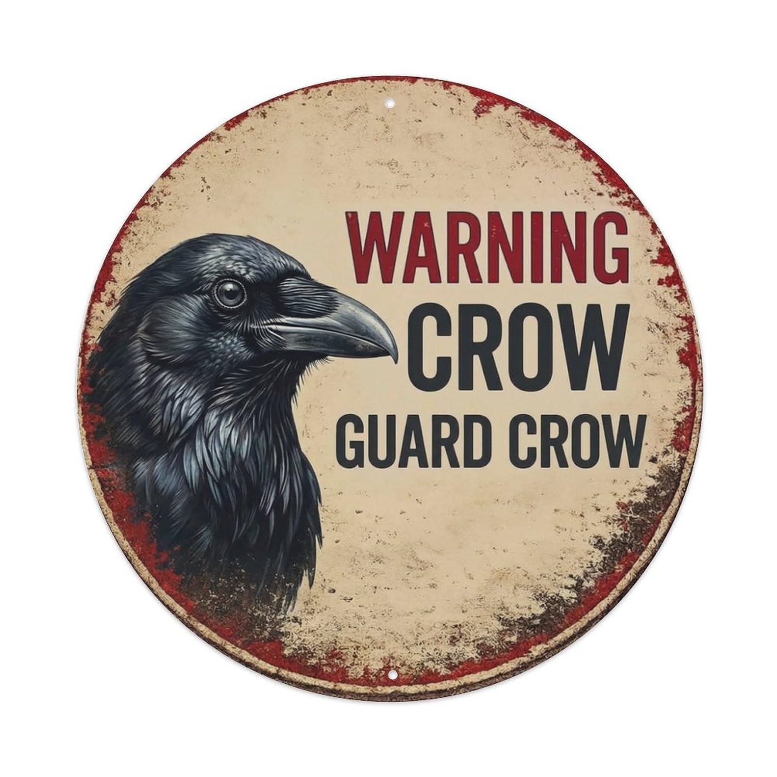 Tgrcjimh Style Metal Tin Sign Vintage Warning Crow