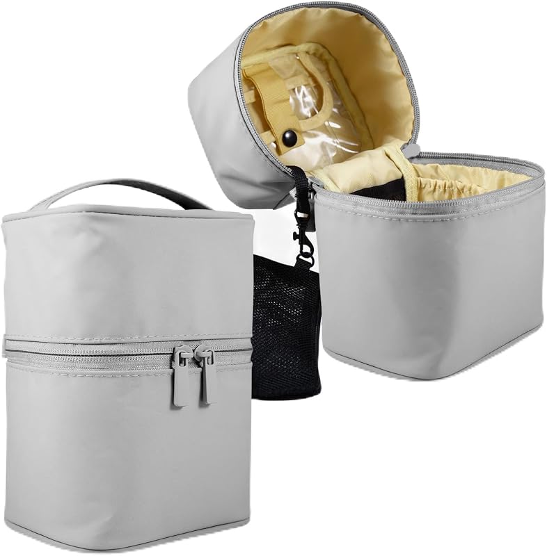 Necessaire de maquiagem Bysiter com organizador de pincéis, estrutura vertical, nylon, Gray