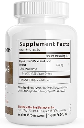Miniatura 7 de Cápsulas de extracto en polvo de melena de Lions con claridad mental, suplemento cerebral y enfoque, suplemento de apoyo inmunológico, sin gluten