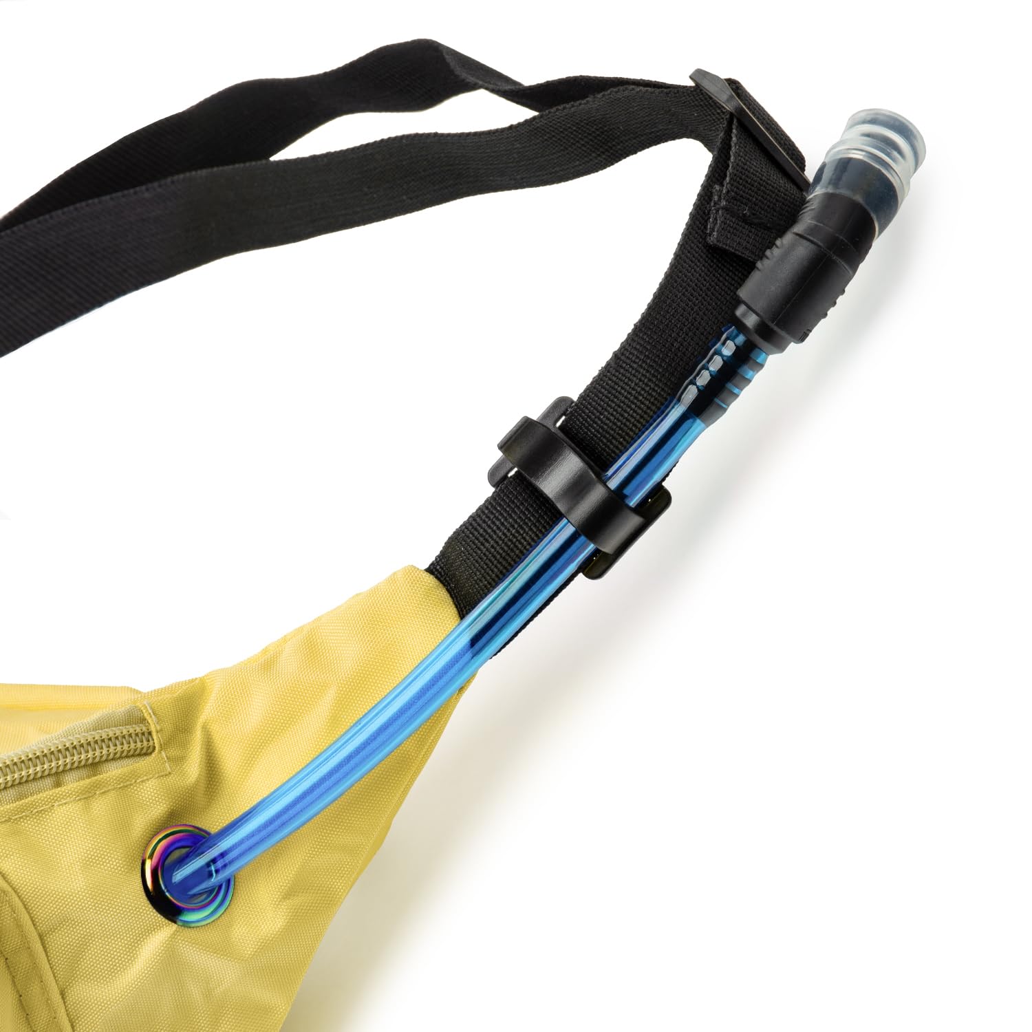 HY-FAN Riñonera de hidratación con vejiga, 17 onzas, sin BPA, diseño manos libres, bolsillos seguros, ideal para actividades atléticas al aire libre, viajes y más, disponible en 6 colores, Amarillo