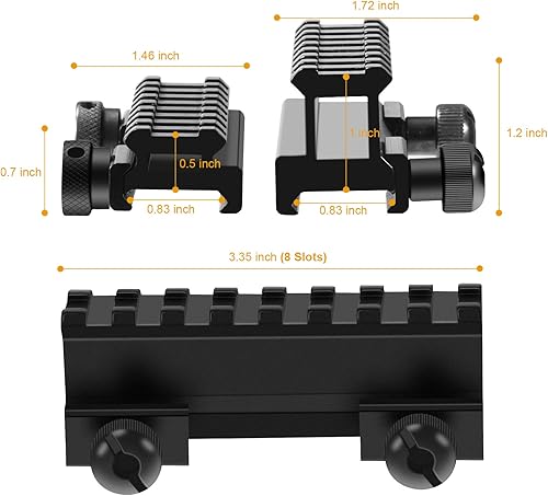 Miniatura 5 de FENTUK - Soportes elevadores Picatinny de 1 pulgada de alto perfil y perfil bajo de 12 pulgada, 8 ranuras, montaje elevador de riel Picatinny con