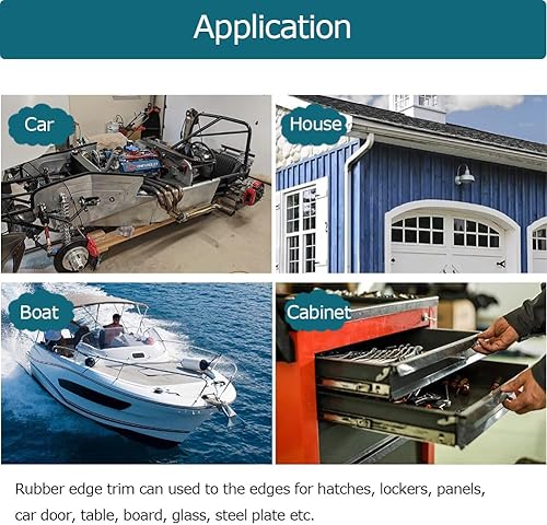 Miniatura 4 de Borde de goma negro, se adapta a borde de 12 pulgada, protector de borde de neopreno de canal U para superficies afiladasásperas, fácil de instalar